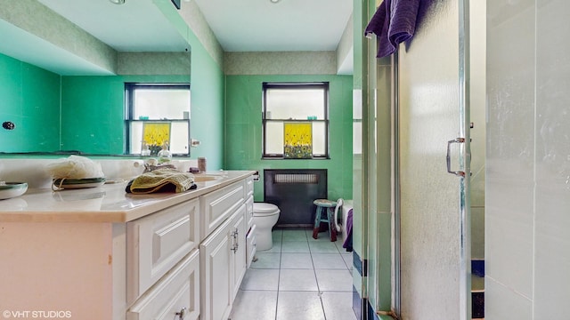 816 Rosedale Ter, Crete, IL 60417 - full bathroom featuring toilet, vanity, a shower stall, and tile patterned floors