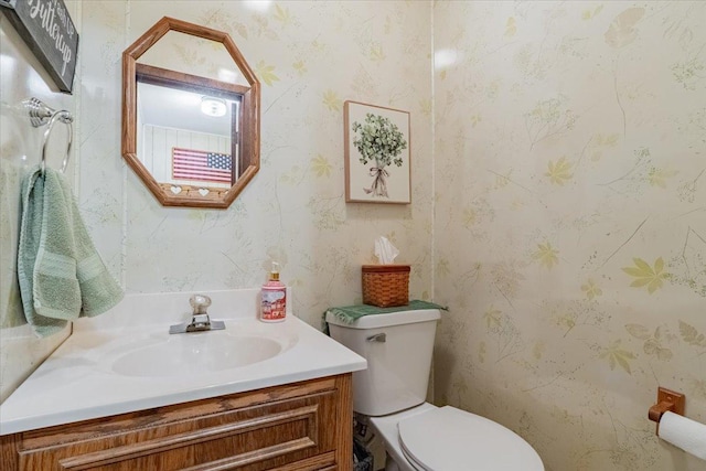 419 Circle Dr, Odell, IL 60460 - half bath with vanity and wallpapered walls