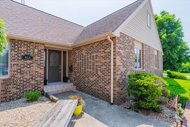 419 Circle Dr, Odell, IL 60460 - entrance to property with brick siding and roof with shingles