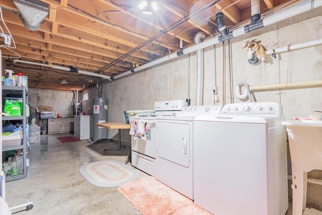 419 Circle Dr, Odell, IL 60460 - unfinished below grade area with independent washer and dryer and electric water heater