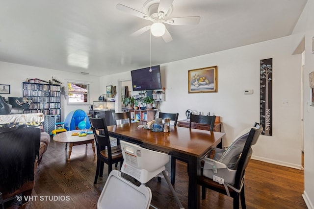 901 E Krage Dr, Addison, IL 60101 - dining room featuring wood finished floors and ceiling fan