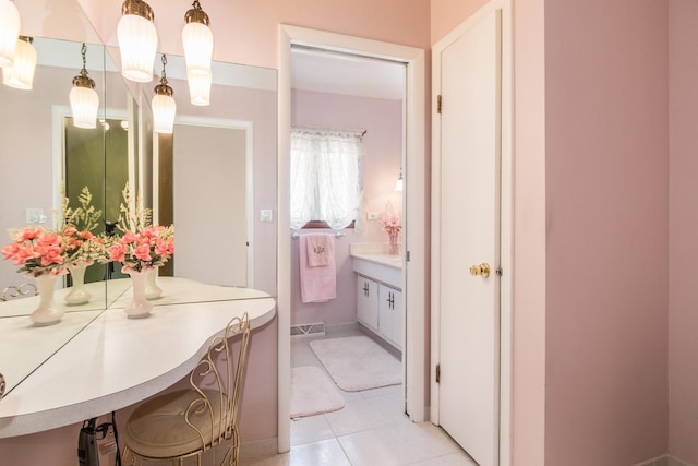 305 Denver Dr, Des Plaines, IL 60018 - bathroom with vanity and tile patterned flooring