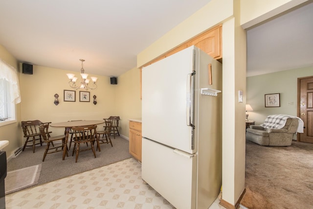 305 Denver Dr, Des Plaines, IL 60018 - dining area with a chandelier and light colored carpet