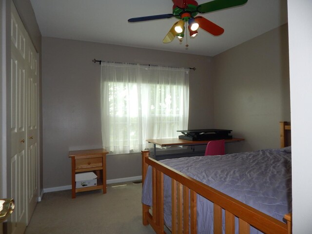 355 Wentworth Ln, Bartlett, IL 60103 - bedroom featuring carpet flooring, baseboards, a closet, and a ceiling fan