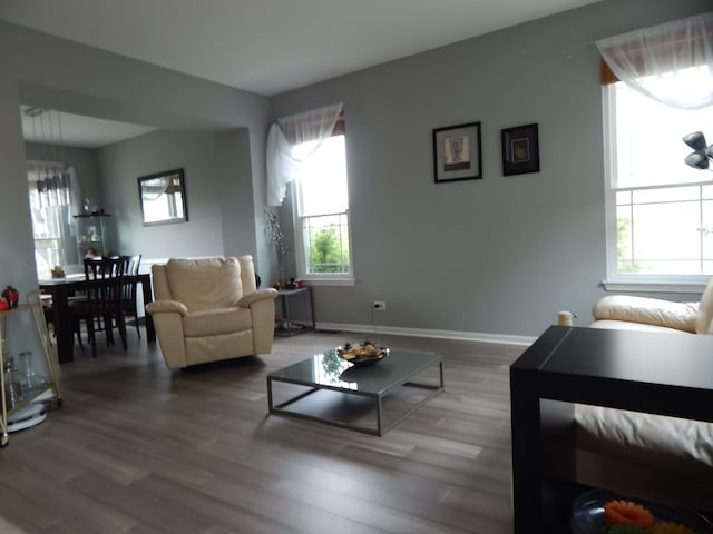 355 Wentworth Ln, Bartlett, IL 60103 - living room featuring wood finished floors, healthy amount of natural light, and baseboards