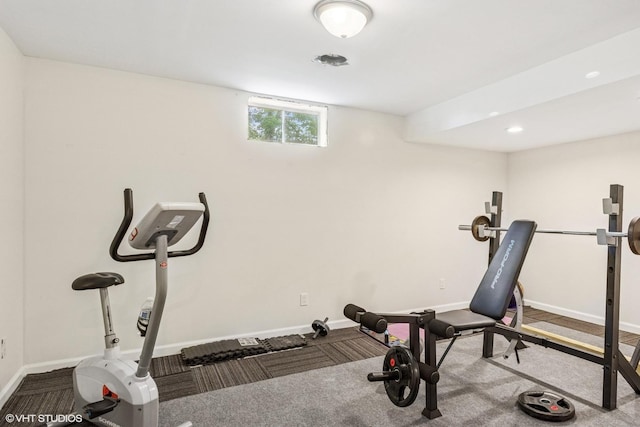 11 Willow Ct, Spring Valley, IL 61362 - exercise room with baseboards, carpet flooring, and recessed lighting