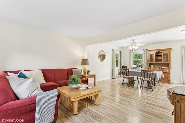 11 Willow Ct, Spring Valley, IL 61362 - living area featuring light wood-style flooring, baseboards, and ceiling fan
