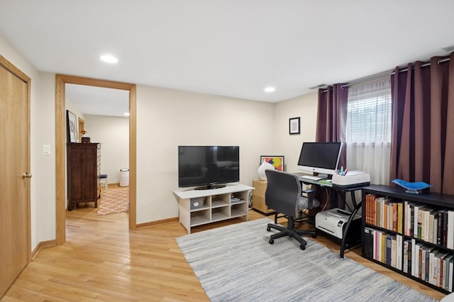 5055 N California Ave Unit 1S, Chicago, IL 60625 - office area featuring light wood finished floors and recessed lighting