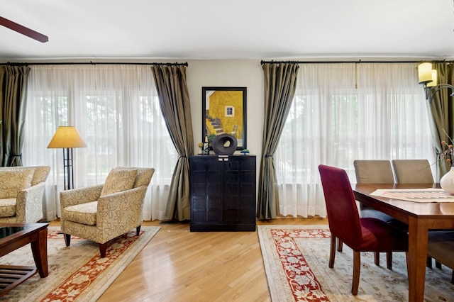 5055 N California Ave Unit 1S, Chicago, IL 60625 - dining space featuring light wood-type flooring and ceiling fan