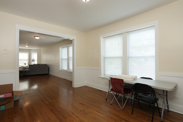 401 N Humphrey Ave, Oak Park, IL 60302 - office area featuring wood finished floors and a wainscoted wall