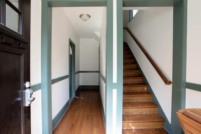401 N Humphrey Ave, Oak Park, IL 60302 - stairs featuring wood finished floors and baseboards