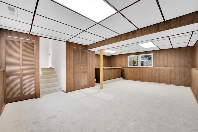 18624 W Pamela Pl, Gurnee, IL 60031 - below grade area with wood walls, carpet floors, and a drop ceiling