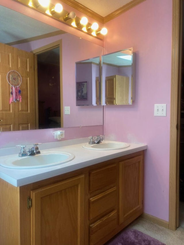 101 Crescent Dr, Watseka, IL 60970 - bathroom with double vanity and ornamental molding