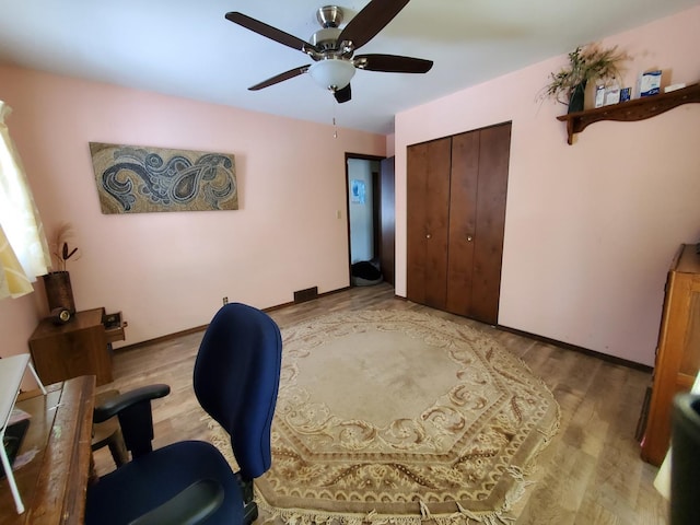 42W490 Kedeka Rd, Sugar Grove, IL 60554 - office with light wood-type flooring and a ceiling fan