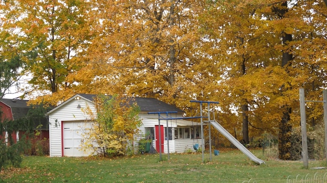 42W490 Kedeka Rd, Sugar Grove, IL 60554 - view of outdoor structure with a playground and a garage