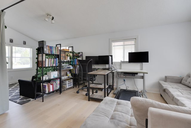 91 Rockledge Dr, Romeoville, IL 60446 - office with lofted ceiling and light wood-style flooring