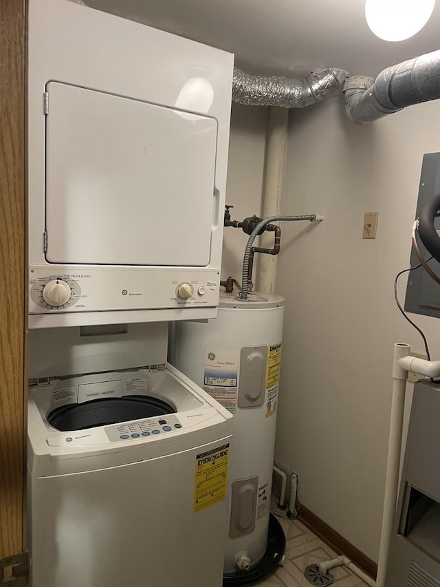 1744 Eastwood Ct Unit 3, Schaumburg, IL 60195 - washroom with stacked washer / drying machine and electric water heater