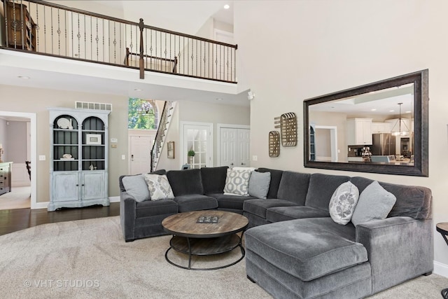 3136 Kewanee Ln, Naperville, IL 60564 - living area featuring a high ceiling and stairway