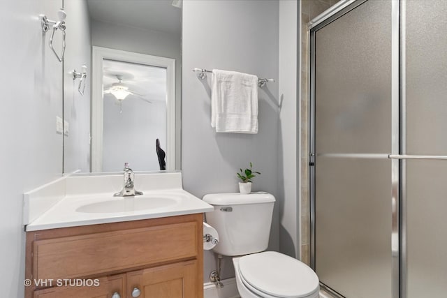 3136 Kewanee Ln, Naperville, IL 60564 - bathroom with vanity, a shower stall, and ceiling fan