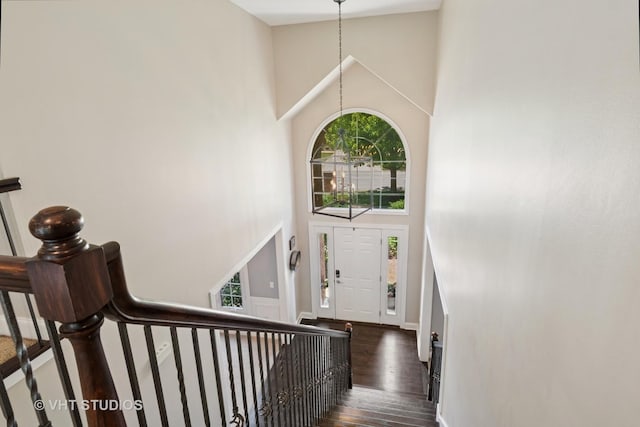 3136 Kewanee Ln, Naperville, IL 60564 - foyer entrance with a high ceiling and dark wood finished floors