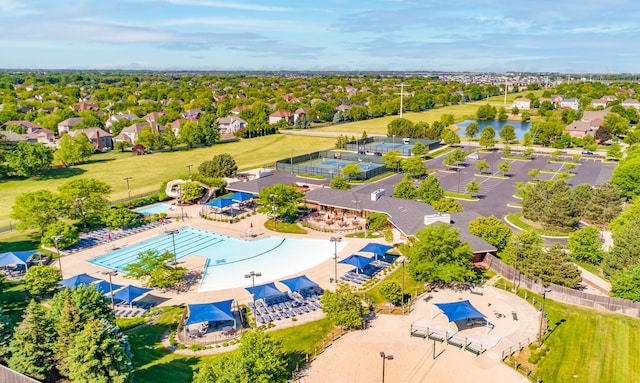 3136 Kewanee Ln, Naperville, IL 60564 - aerial view of a pool area and a nearby body of water