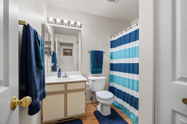1022 Chaucer Ct Unit B, Elgin, IL 60120 - bathroom with vanity, wood finished floors, and a shower with curtain