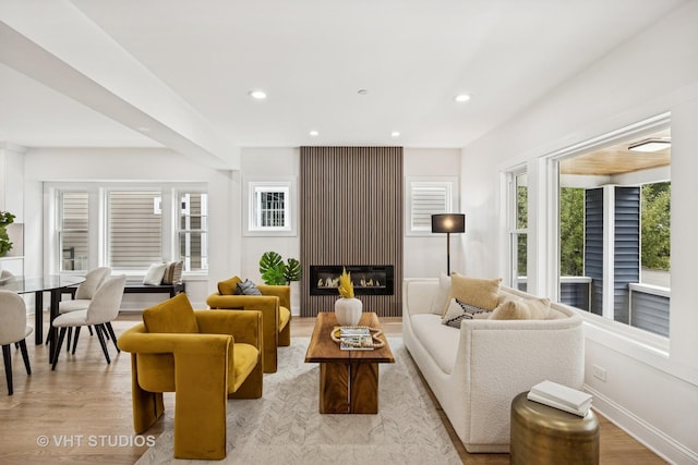 920 Hayes Ave, Oak Park, IL 60302 - living area with recessed lighting, light wood-style floors, and a glass covered fireplace