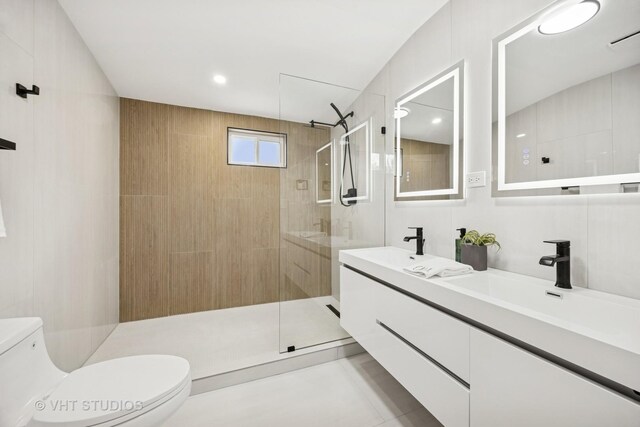 920 Hayes Ave, Oak Park, IL 60302 - bathroom with double vanity, walk in shower, and recessed lighting