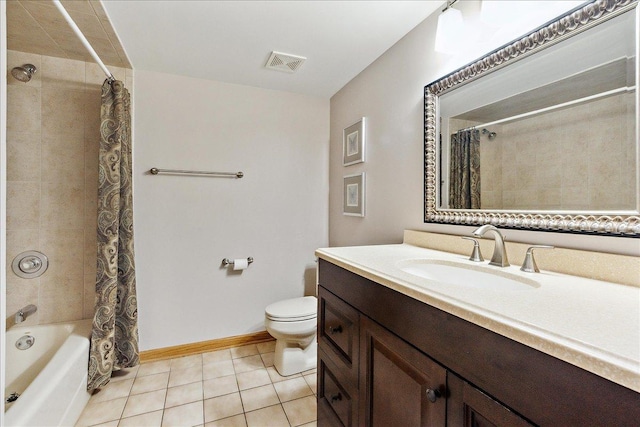 15031 Mayo Dr Unit 19D, Orland Park, IL 60462 - full bath with tile patterned floors, vanity, toilet, shower / tub combo, and baseboards