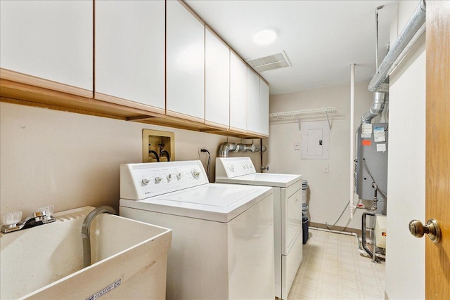 15031 Mayo Dr Unit 19D, Orland Park, IL 60462 - laundry room with cabinet space, washing machine and dryer, light flooring, and electric panel
