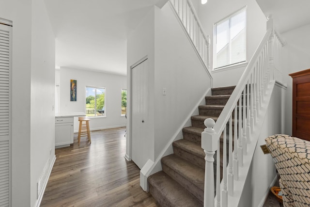 2812 Sun Valley Dr, Plainfield, IL 60586 - stairs with wood finished floors and baseboards