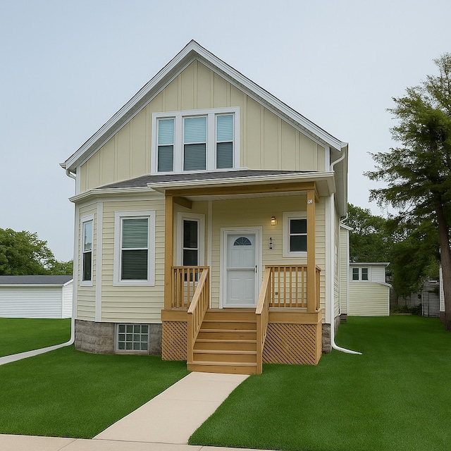 7825 S St Lawrence Ave, Chicago, IL 60619 - view of front of property featuring board and batten siding and a front yard