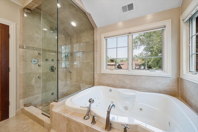 320 Vista Dr, Wilmette, IL 60091 - bathroom featuring a stall shower and a tub with jets