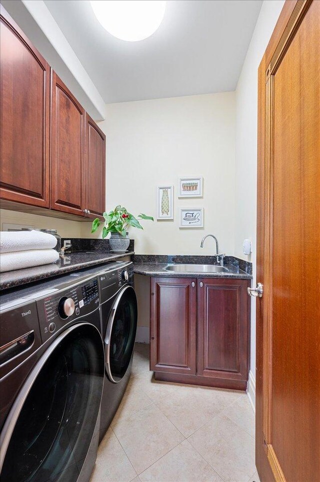 320 Vista Dr, Wilmette, IL 60091 - laundry area with cabinet space, separate washer and dryer, and light tile patterned floors