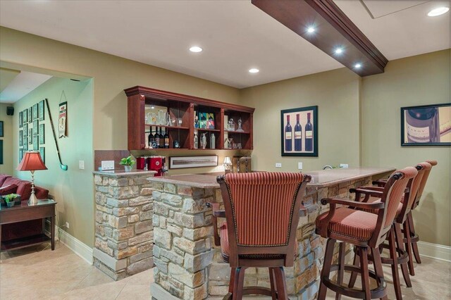 320 Vista Dr, Wilmette, IL 60091 - indoor bar featuring recessed lighting and light tile patterned floors