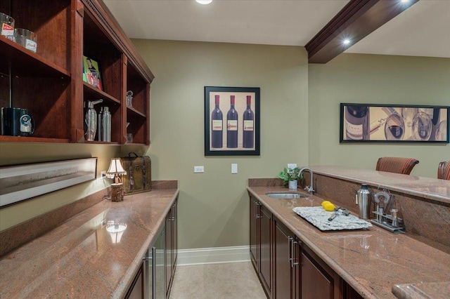 320 Vista Dr, Wilmette, IL 60091 - indoor wet bar with light tile patterned flooring and recessed lighting