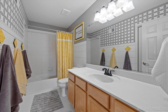 0S587 Grengs Ln, Geneva, IL 60134 - bathroom with vanity, shower / tub combo, tile patterned flooring, and tile walls