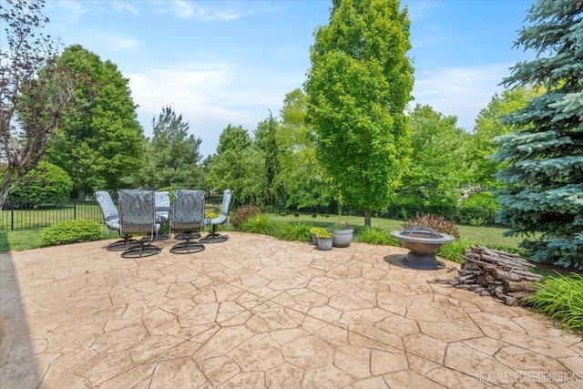 0S587 Grengs Ln, Geneva, IL 60134 - view of patio featuring a fire pit and outdoor dining space