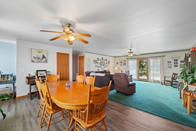 2365 Richardson Rd, West Brooklyn, IL 61378 - dining space featuring a ceiling fan and wood finished floors