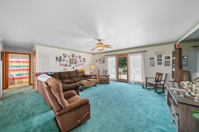 2365 Richardson Rd, West Brooklyn, IL 61378 - carpeted living area featuring a ceiling fan