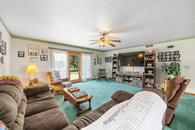 2365 Richardson Rd, West Brooklyn, IL 61378 - carpeted living room with ceiling fan