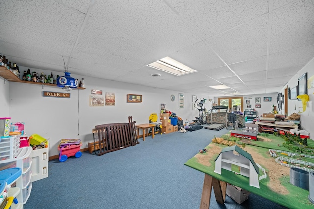 2365 Richardson Rd, West Brooklyn, IL 61378 - recreation room featuring a paneled ceiling and carpet flooring