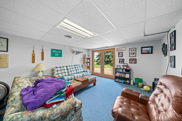 2365 Richardson Rd, West Brooklyn, IL 61378 - living area featuring a drop ceiling and carpet floors
