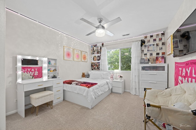7015 Clearwater Dr Unit 7015, Plainfield, IL 60586 - bedroom with light colored carpet and ceiling fan