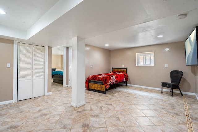 3408 S 58th Ave, Cicero, IL 60804 - bedroom featuring light tile patterned flooring, recessed lighting, and a closet