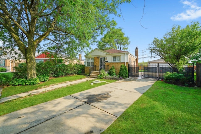 4014 W 77th Pl, Chicago, IL 60652 - bungalow with brick siding, a gate, driveway, and a chimney