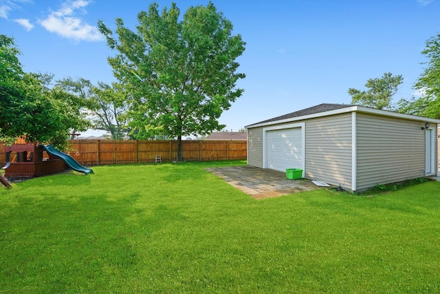 4014 W 77th Pl, Chicago, IL 60652 - view of yard featuring a playground and an outbuilding