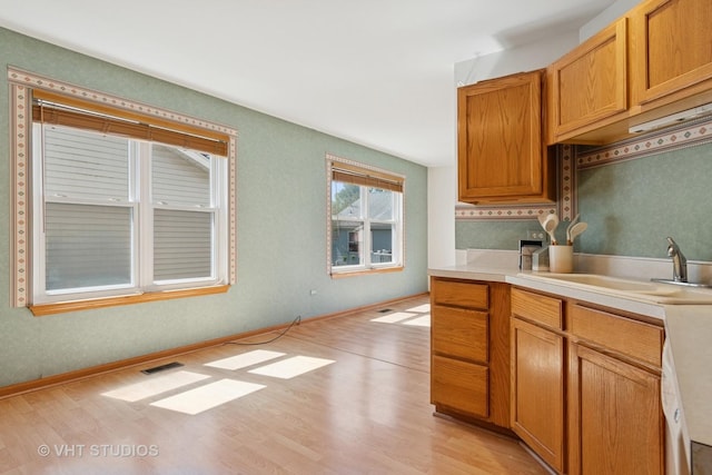 21359 W Sycamore Dr, Plainfield, IL 60544 - kitchen with light wood-style flooring, a sink, light countertops, and brown cabinets