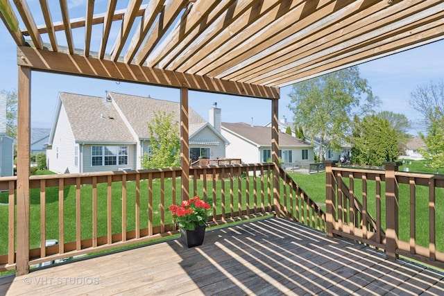 21359 W Sycamore Dr, Plainfield, IL 60544 - deck with a pergola, a lawn, and a residential view