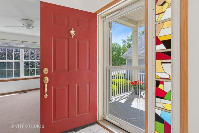 21359 W Sycamore Dr, Plainfield, IL 60544 - foyer entrance featuring a ceiling fan and baseboards